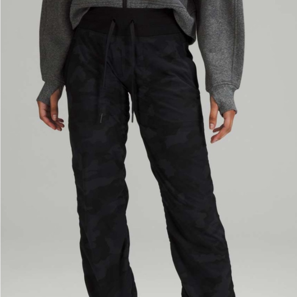 Lululemon mid rise dance pant (black camouflage pattern)